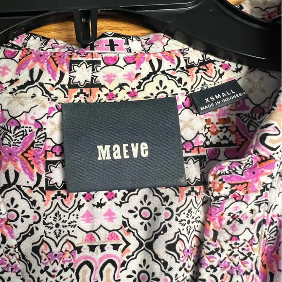 Maeve Anthropologie Womens XS Islet Roll Tab Button Down Boho Long Sleeve Top - Picture 5 of 8